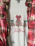 Merry Christmas Colorful Trees Tee & Flannel Set