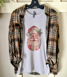 Santa Retro Quilt Christmas Tee & Flannel Set