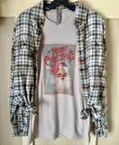 Vintage Santa Christmas Stamp Tee & Flannel Set