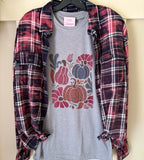 Boho Floral & Pumpkins Tee & Flannel Set