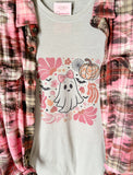 Pretty in Pink Ghost Boo Graphic T-Shirt and Bleached Dyed Flannel Set
