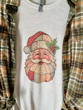 Santa Retro Quilt Christmas Tee & Flannel Set