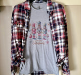 Nut Cracker Merry Christmas Tee & Flannel Set