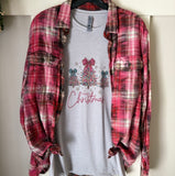 Merry Christmas Colorful Trees Tee & Flannel Set