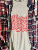 Retro Merry ChristmasTee & Flannel Set