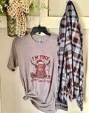 Christmas Highland Cow I'm Fine Tee & Flannel Set