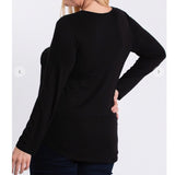 Long Sleeve Black w/ Gold Sequin Accents Plus Size Top