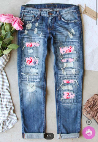 Flamingo Patchwork Jeans