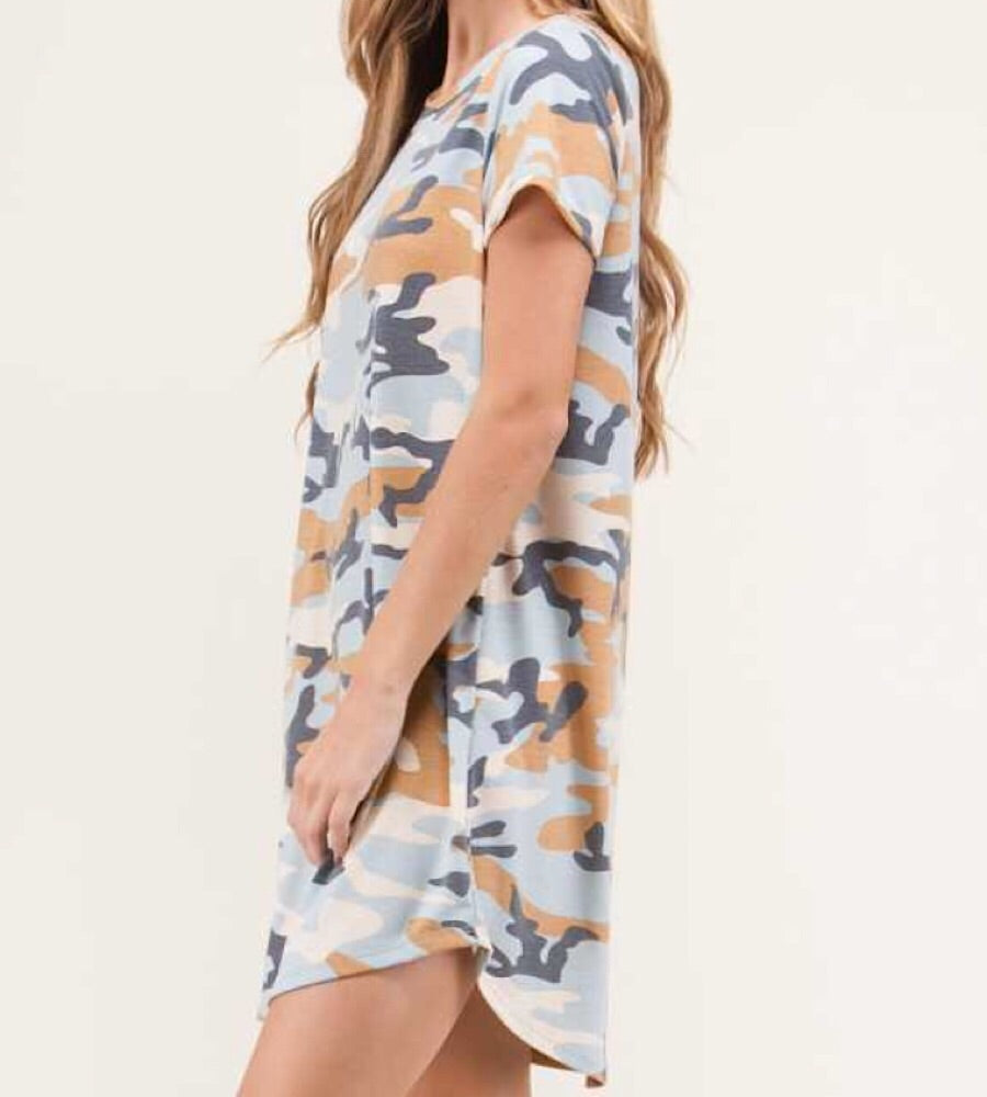 camouflage shirt dress Camouflage Print T-Shirt Dress Small