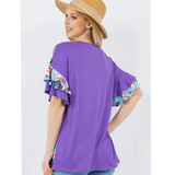 Purple & Floral Plus Size Top