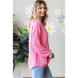 Pink Ribbed Henley Plus Size Top