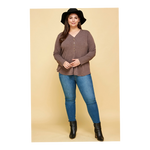 Heather Brown Button Up Plus Size Top