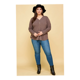 Heather Brown Button Up Plus Size Top