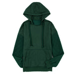 Green Quilted Exposed Seam Hoodie Top