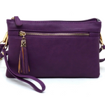 Purple Multi-Compartment Tassel Crossbody Purse