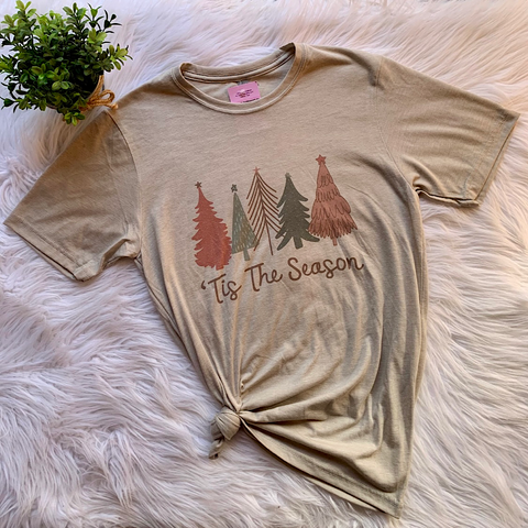 Pink ‘Tis the Season Trees Graphic T-Shirt