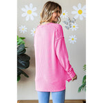 Pink Ribbed Henley Plus Size Top