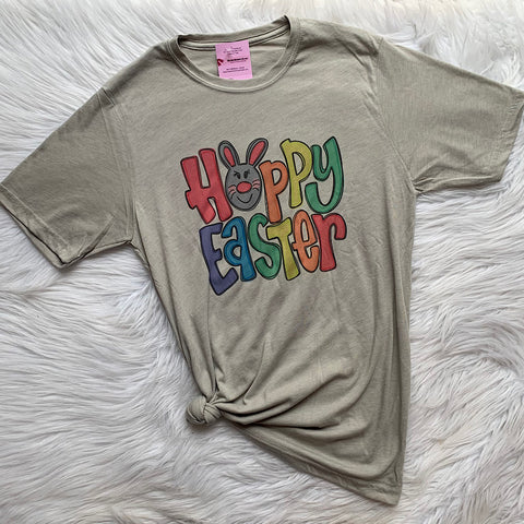 Happy Easter Grey Bunny Graphic T-shirt