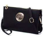 Black Logo Multi-Compartment Wristlet Crossbody Purse