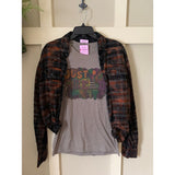 Mardi Gras Just Bead It Graphic T-Shirt & Bleach Dyed Flannel Set