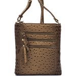 Stone Ostrich Croc Multi Zipper Crossbody Purse