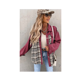 Burgundy with Grey Plaid Shacket