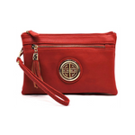 Red Logo Multi-Compartment Crossbody Purse