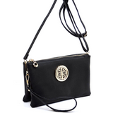 Charcoal Logo Multi-Compartment Wristlet Crossbody Purse