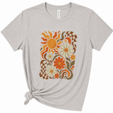 Boho Fall Floral Graphic T-Shirt, Light Gray