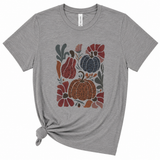 Boho Floral Pumpkins Heather Gray Graphic T-Shirt