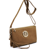 Stone Logo Multi-Compartment Wristlet Crossbody Purse