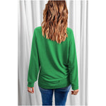 Green LOVE Shamrock Print Raglan Sleeve Pullover Top