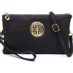 Charcoal Logo Multi-Compartment Wristlet Crossbody Purse