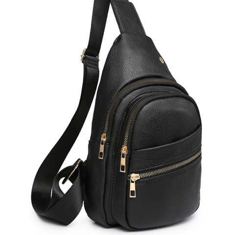 Black Sling Chest Crossbody Backpack Purse