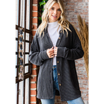 Charcoal Ribbed Knit Plus Size Shacket