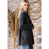 Charcoal Ribbed Knit Plus Size Shacket
