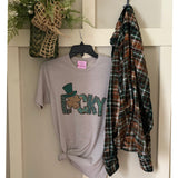 St Patrick Go Lucky Hat Graphic T-Shirt & Bleach Dyed Flannel Set