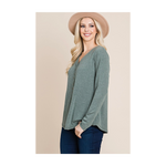 Heather Olive Button Up Plus Size Top