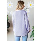 Lilac Ribbed Long Sleeve Henley Top