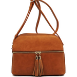 Tan Multi Compartment Crossbody Purse