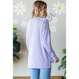 Lilac Ribbed Pullover Plus Size Top