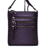 Purple Ostrich Croc Multi Zipper Crossbody Purse
