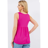 Hot Pink Sleeveless Plus Size Top