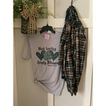 St Patrick Simply Blessed Graphic T-Shirt & Bleach Dyed Flannel Set