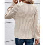 Beige Lace Accent Raglan Style Soft Knit Long Sleeve Top