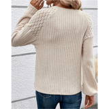 Parchment Contrast Lace Raglan Sleeve Ribbed Top
