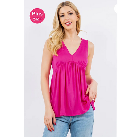 Hot Pink Sleeveless Plus Size Top