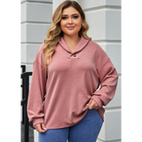 Pink Long Sleeve Henley Plus Size Top