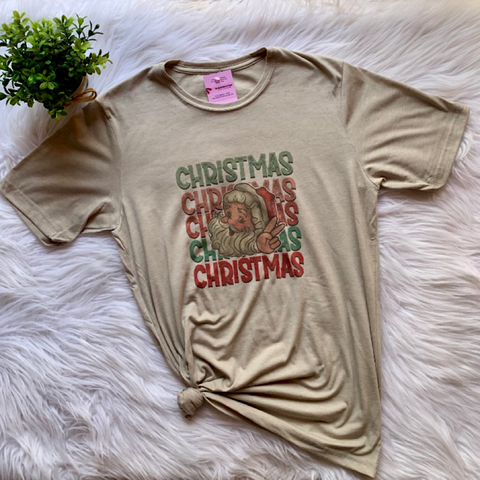 Christmas Peace Santa Graphic T-Shirt