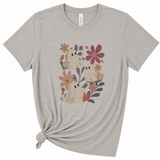 Ghosts Boho Floral Graphic T-Shirt, Light Gray